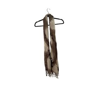 Brown Beige Abstract Print Fringe Scarf Women's‎ Fashion Accessory Shawl